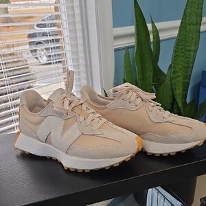 New Balance Cream and White 327 Sneakers